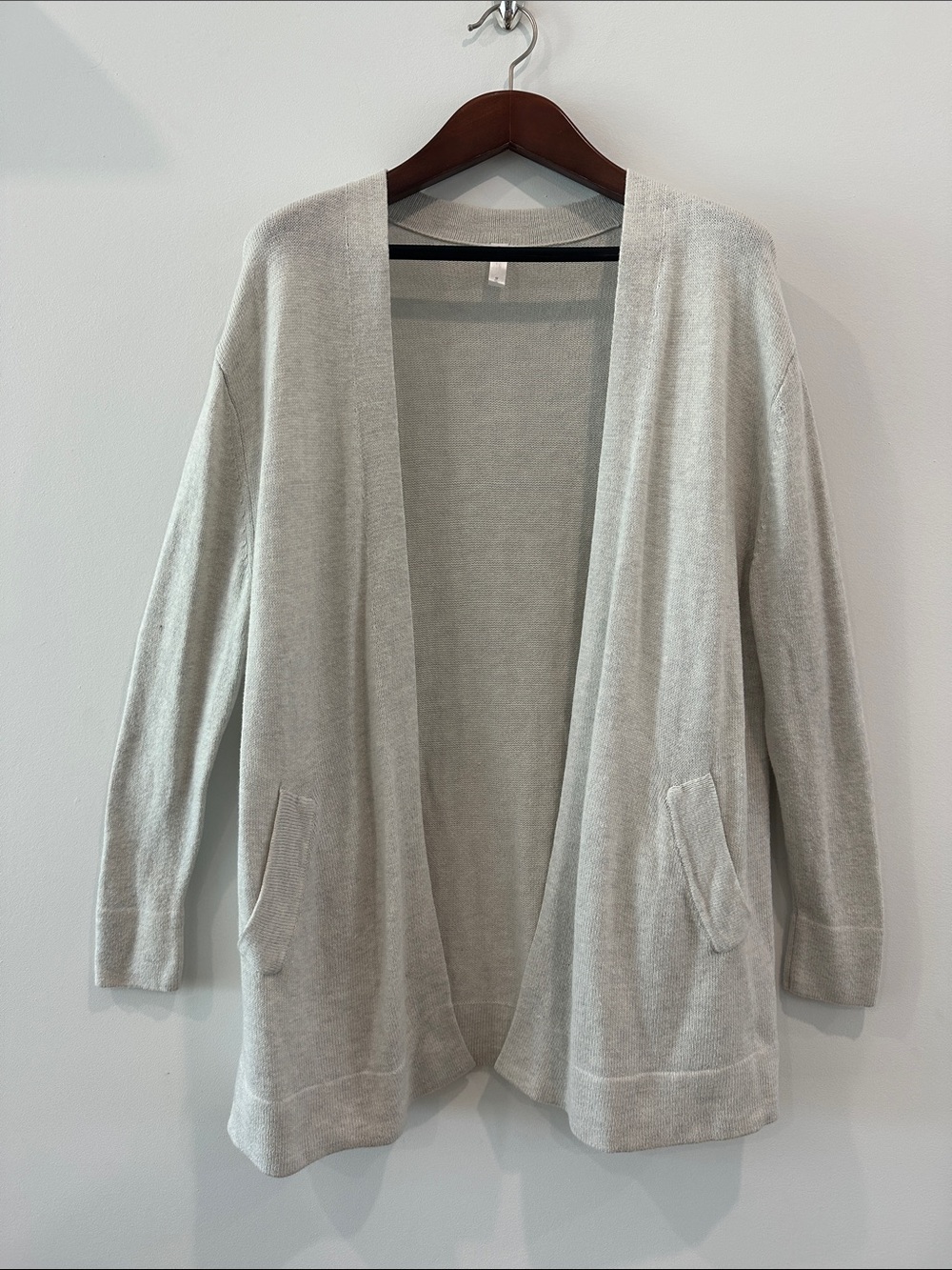 Open-Front Light Gray Women’s Cardigan Sweater